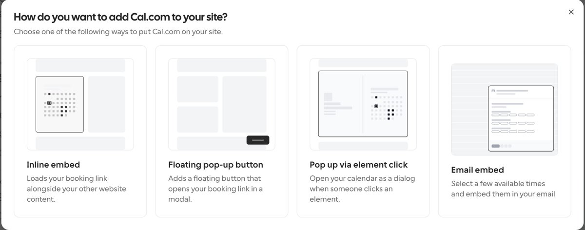 How to Embed Cal.com on Your Website (All 4 Embed Styles Explained)